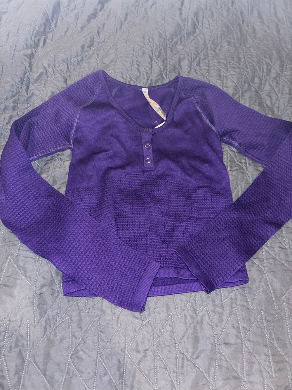 NWT FP Movement by Free People Purple Long-Sleeve Henley Top XS